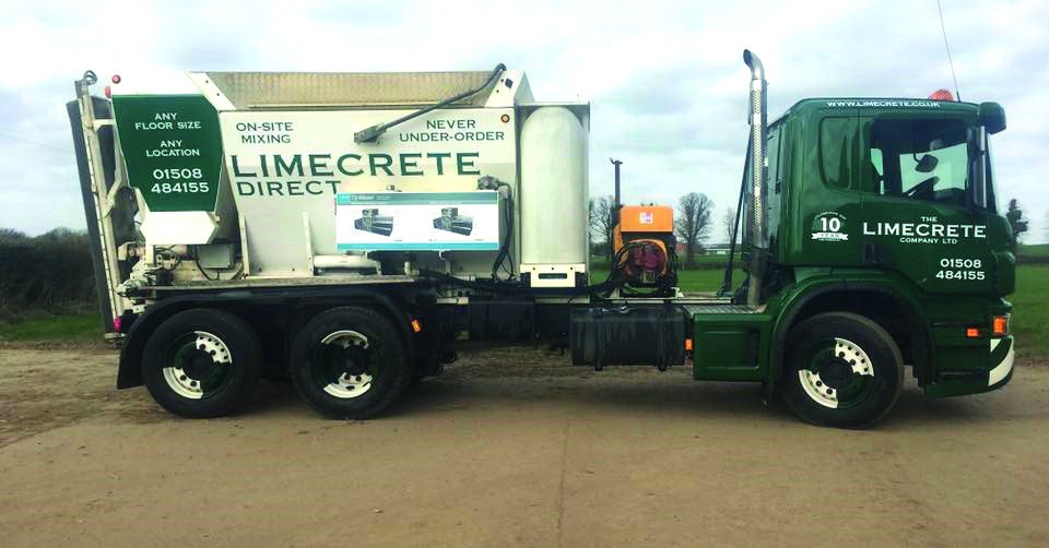 Limecrete mixing truck